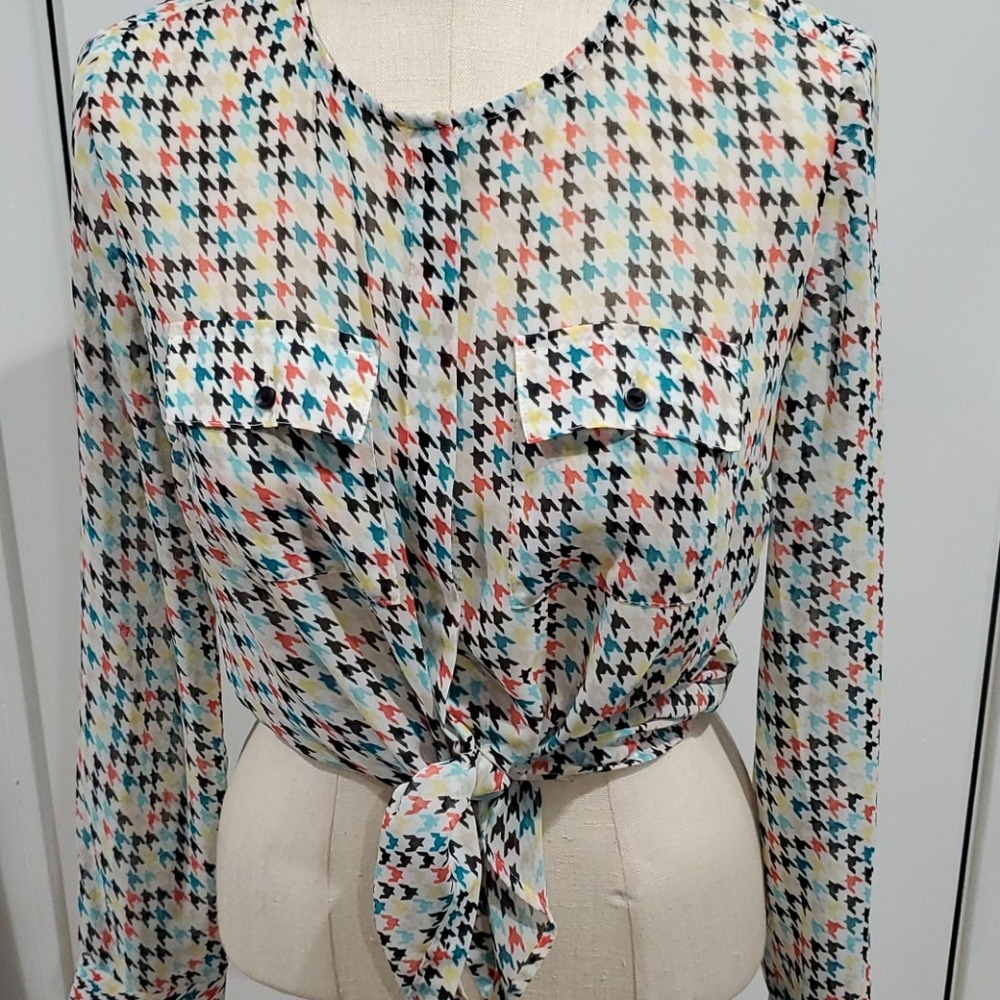 Vintage Liz Claiborne Multicolor Blouse – Crewneck, Petite Medium